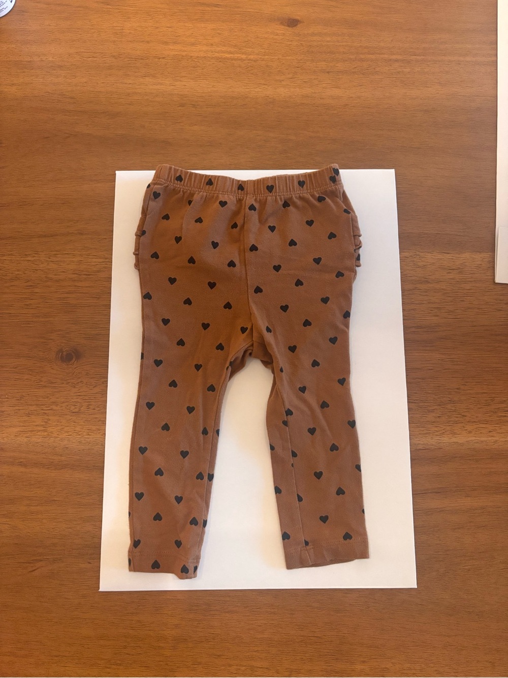 Old Navy Ruffle Butt Leggings |  Black & Brown Heart Print | 12-18M Baby Girl